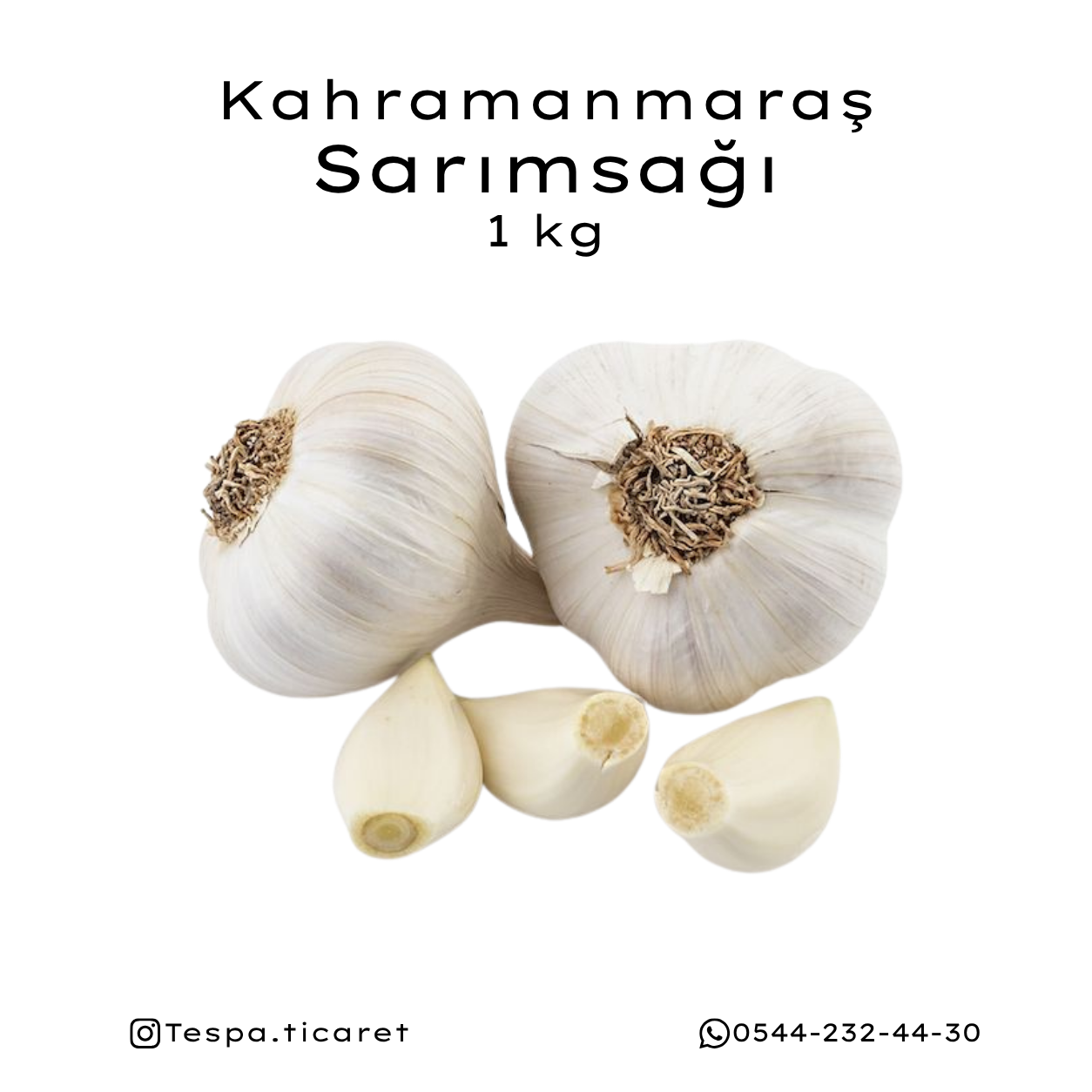 Kahramanmaraş Sarımsağı 1 Kg İri Boy Duble | Yeni Hasat Yerli Sarımsak | Tespa Ticaret