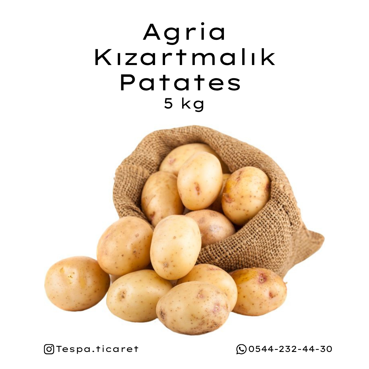 Agria Kızartmalık Patates 5 Kg | Yerli Doğal Patates | Tespa Ticaret